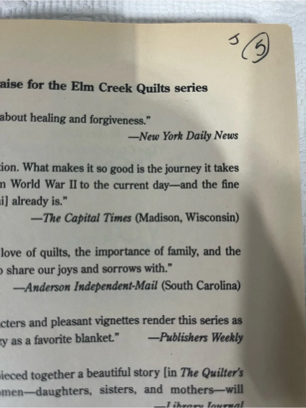 Elm Creek Quilter’s Series Books (3) by Jennifer Chiaverini - #5,6,7 in series